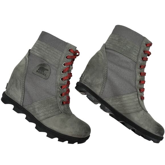 Sorel (11) Lexie Wedge Boot Quarry Waterproof Ankle Grey Winter Snow Rain - Picture 6 of 14